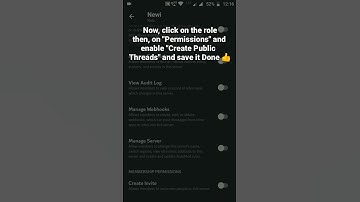 How to enable Create Public Threads permission in a role in Discord Mobile #roduz #discord #howto