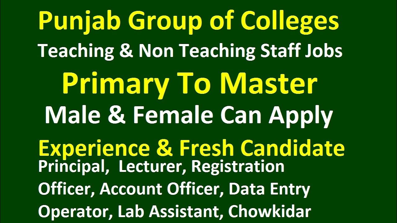Punjab College Teaching Jobs Multiple Teaching jobs in Punjab College