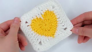 CROCHET GRANNY HEART SQUARE