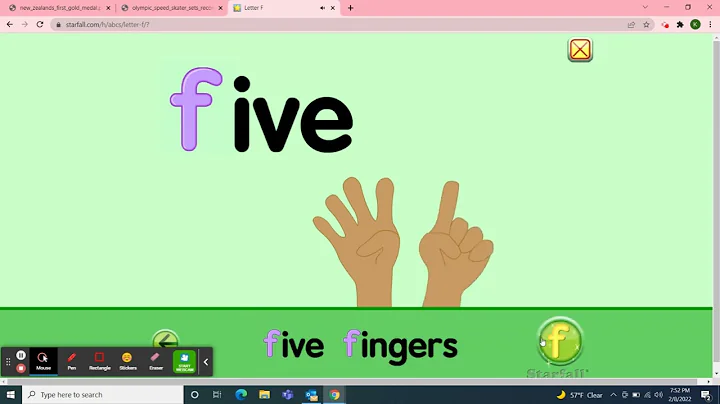 Class Meeting:2/8/22 Starfall Music/February Calendar/"F"& N2Y"New Zealand's First Gold Medal"&more!