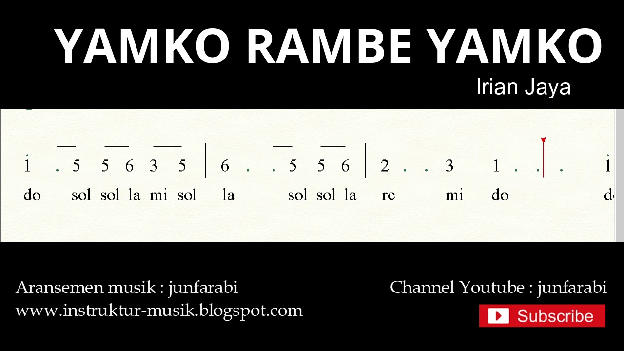 Pada notasi angka lagu yamko rambe yamko menggunakan nada yang digunakan