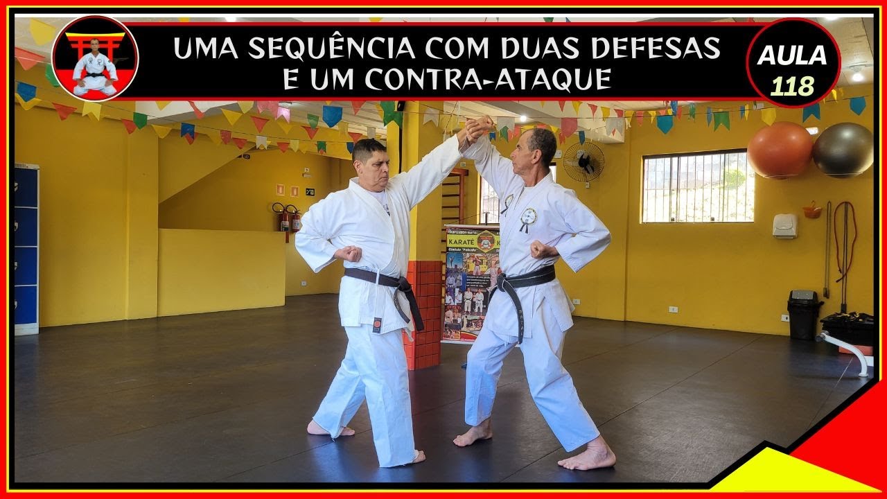 Uma sequência com duas defesas e um contra-ataque - Karatê