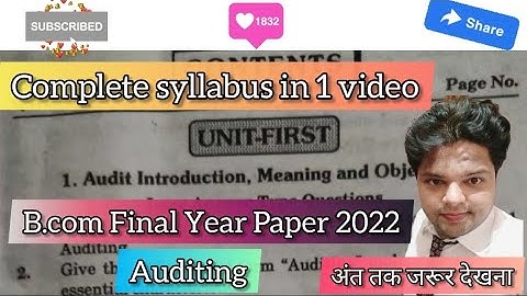 B.Com Final Year Auditing Paper #2022 most #imp ques for all university complete syllabus in 1 video