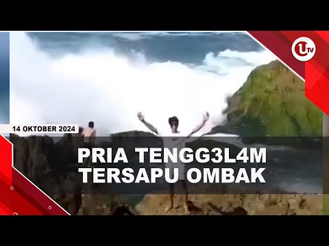 ASYIK BERFOTO, PRIA TERSAPU OMBAK BESAR DI PANTAI | U-NEWS