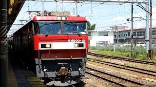 2019/08/07 JR貨物 8072レ EH500-10 黒磯駅 | JR Freight: Empty Oil Tank Cars at Kuroiso