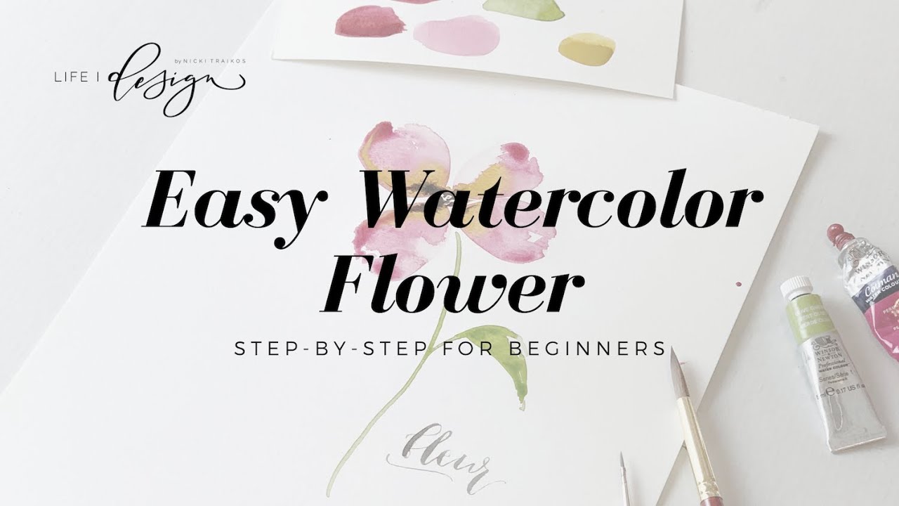 Easy Watercolor Flower Stepbystep for beginners YouTube