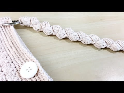 [ENG] 코바늘 구슬뜨기 가방끈 만들기, Crochet Puff Stitch Bag Strap