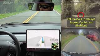 #Tesla vs Cop 🥊FSD V12.3.6 FAIL -AutoPilot trying to pass a cyclist instead it aims at a cop head on