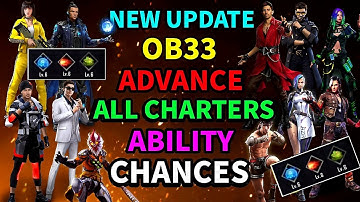 Skyler, Chrono, Wukong, All Characters Advance Server OB33 Update Free Fire FF Max OB33 Update