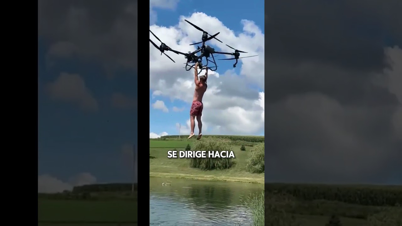 Un hombre despegó en un dron gigante