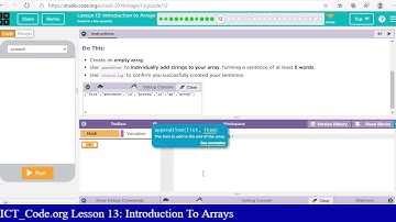 Introduction to Arrays Lesson 13.12 Answers Code.org CS Principles