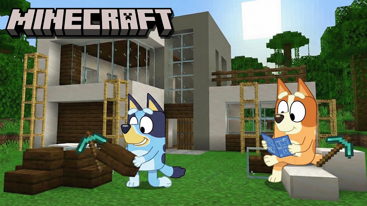 Bluey Build A Modern House in Minecraft
