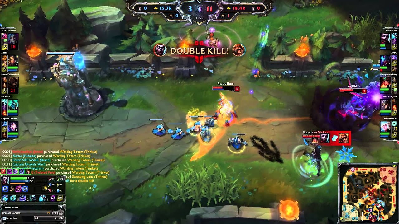 Fnatic Huni - Ekko Quadra Kill - patch 5.11