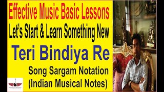 Teri Bindiya Re Song Sargam Notation Indian Musical Notes Tony S