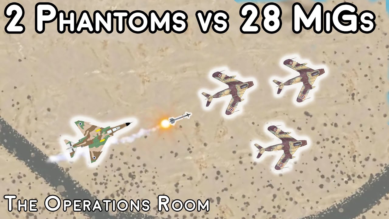 2 израильских «Фантома» против 28 египетских МиГов, 1973 г. — анимация