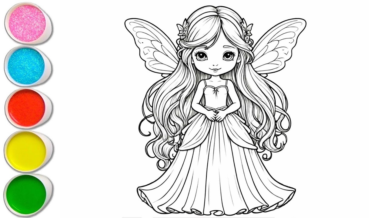 Cute Fairy Girl Drawing for kids, Painting & Coloring for kids ...