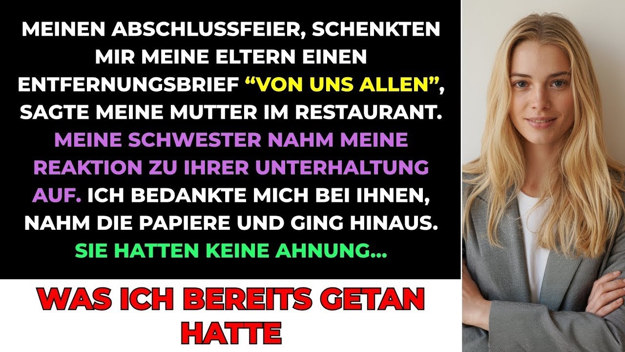 Meine Mutter schob den weißen Umschlag über den Tisch, während meine Schwester Annika das Handy auf mich richtete. Ihr rotes Aufnahmelicht war an, ein Zeuge für den Moment, in dem sie mich...