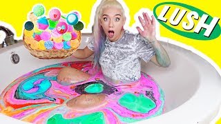 MIXING EVERY LUSH BATH BOMB TOGETHER! BATH ART CHALLENGE! SO SATISFYING ! | NICOLE SKYES