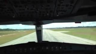 Surinam Airways A340 landing cockpit view