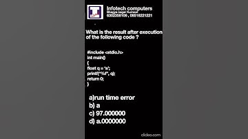 43 C Quiz    Infotech Computers Bhagyanagar Kurnool 6302358106, 08518221221 #CodeQuiz#ShortsQuiz#c