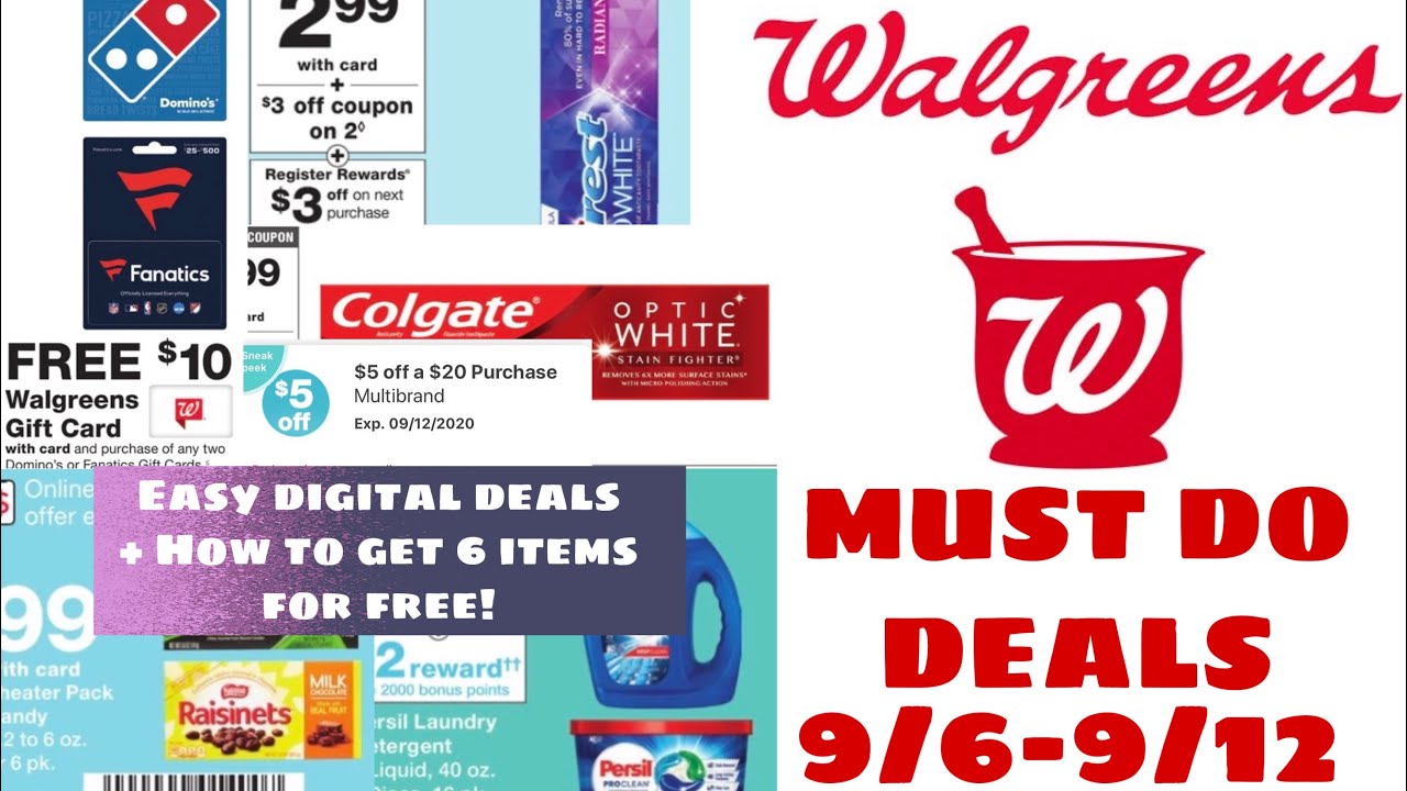 WALGREENS MUST DO DEALS 9/6-9/12 DIGITAL DEALS + HOW TO GET 6 ITEMS FOR  FREE! - YouTube