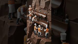 Tiny Chefs Build A Chocolate Waterfall 🍫🌊 #asmr #food #foodshorts #foodverse #satisfying