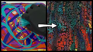 Swipes Creating Colorful Cascading Cells - Abstract Fluid Acrylic Pouring + Music