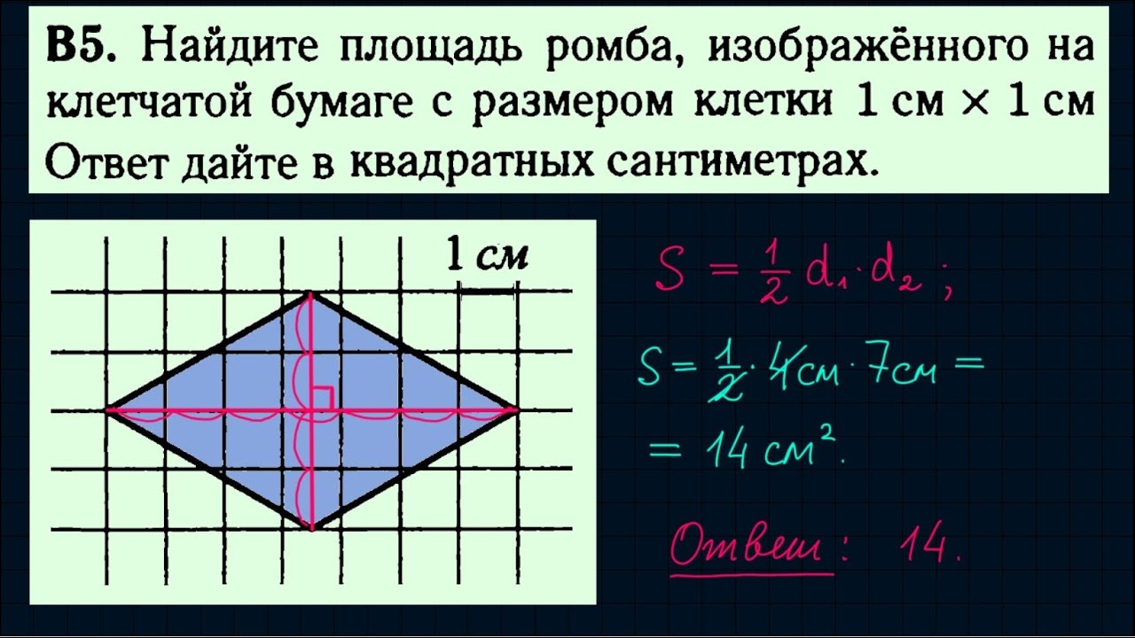 Диагонали ромба на клетчатой бумаге