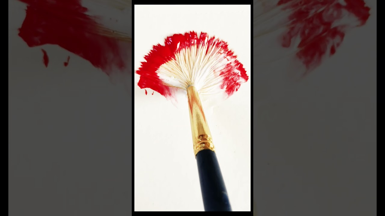 Увлекательная акриловая живопись: красно-белый лепесток 🤍 
