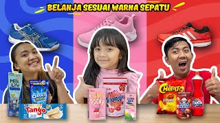 SAMANTHA BELANJA SESUAI WARNA SEPATU SERBA PINK BIRU MERAH MAKANAN DAN BAGI BAGI JURNAL VIRAL BT21