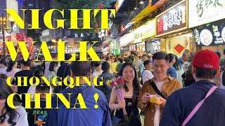 NIGHT WALK IN CHONGQING CHINA (STREET FOODS)