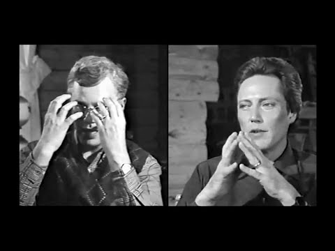 Alien contactee Whitley Strieber and actor Christopher Walken behind the scenes of Communion, 1989