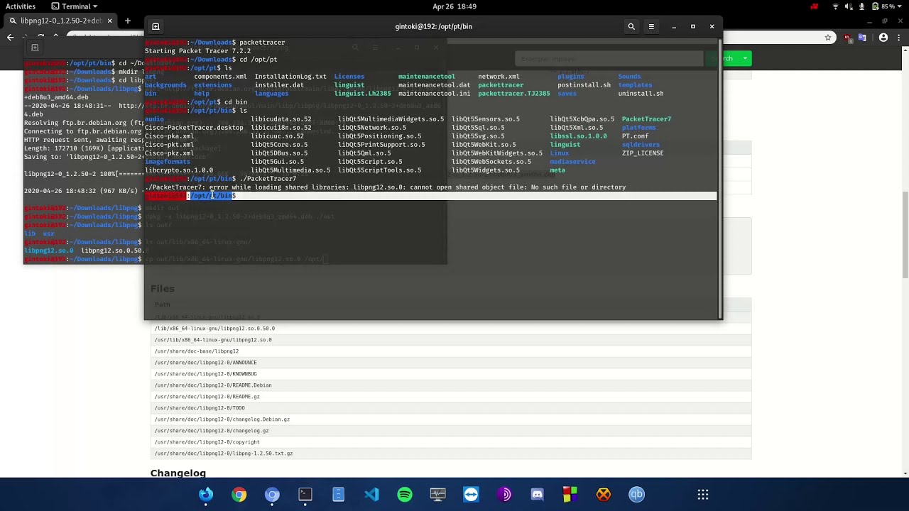 Packettracer7 Error While Loading Shared Libraries Libpng12 So 0 Cannot Open Shared Object File Youtube
