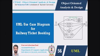 LECTURE 56 – OOAD –UML USE CASE DIAGRAM FOR RAILWAY TICKET BOOKING SYSTEM - BCA SEM 6