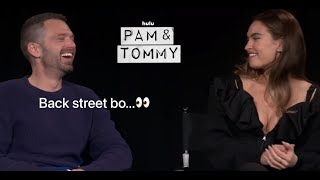 Sebastian Stan & Lily James being a cute duo for Pam & Tommy promo