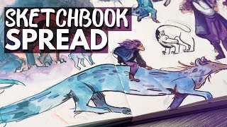 Filling a Sketchbook Spread!  Draw With me (Sketchbook Session)