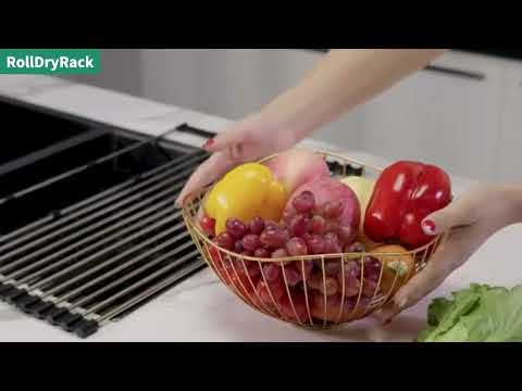 Сушарка для посуду та продуктів RollDryRack, зелена, видео 1