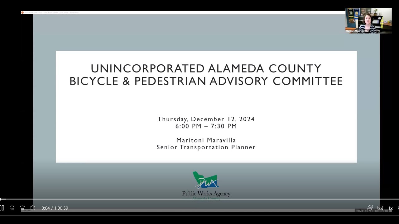 Alameda County PWA Unincorporated Bicycle Pedestrian Committee Meeting ...