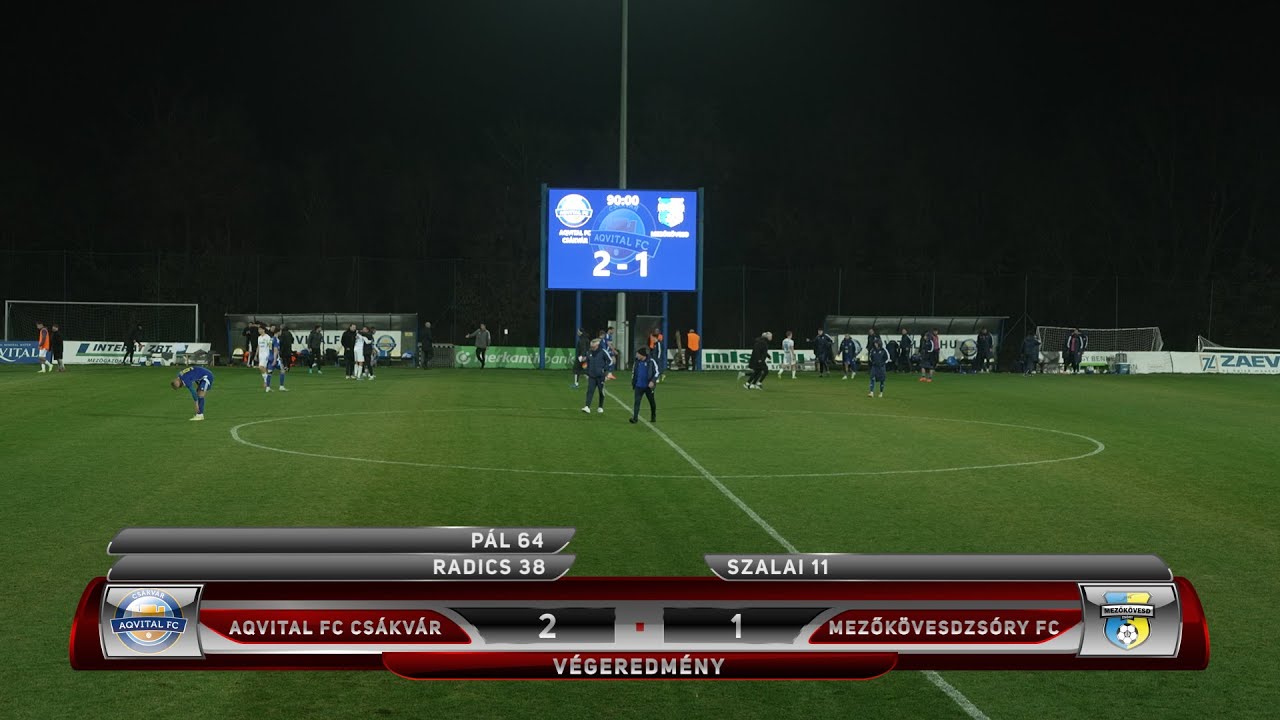 Merkantil Bank NBII 2025/2026, 13. forduló: Aqvital FC Csákvár - Mezőkövesd Zsóry FC