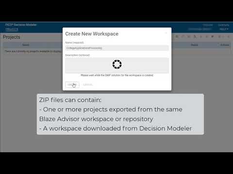 FICO® Decision Modeler: Import projects