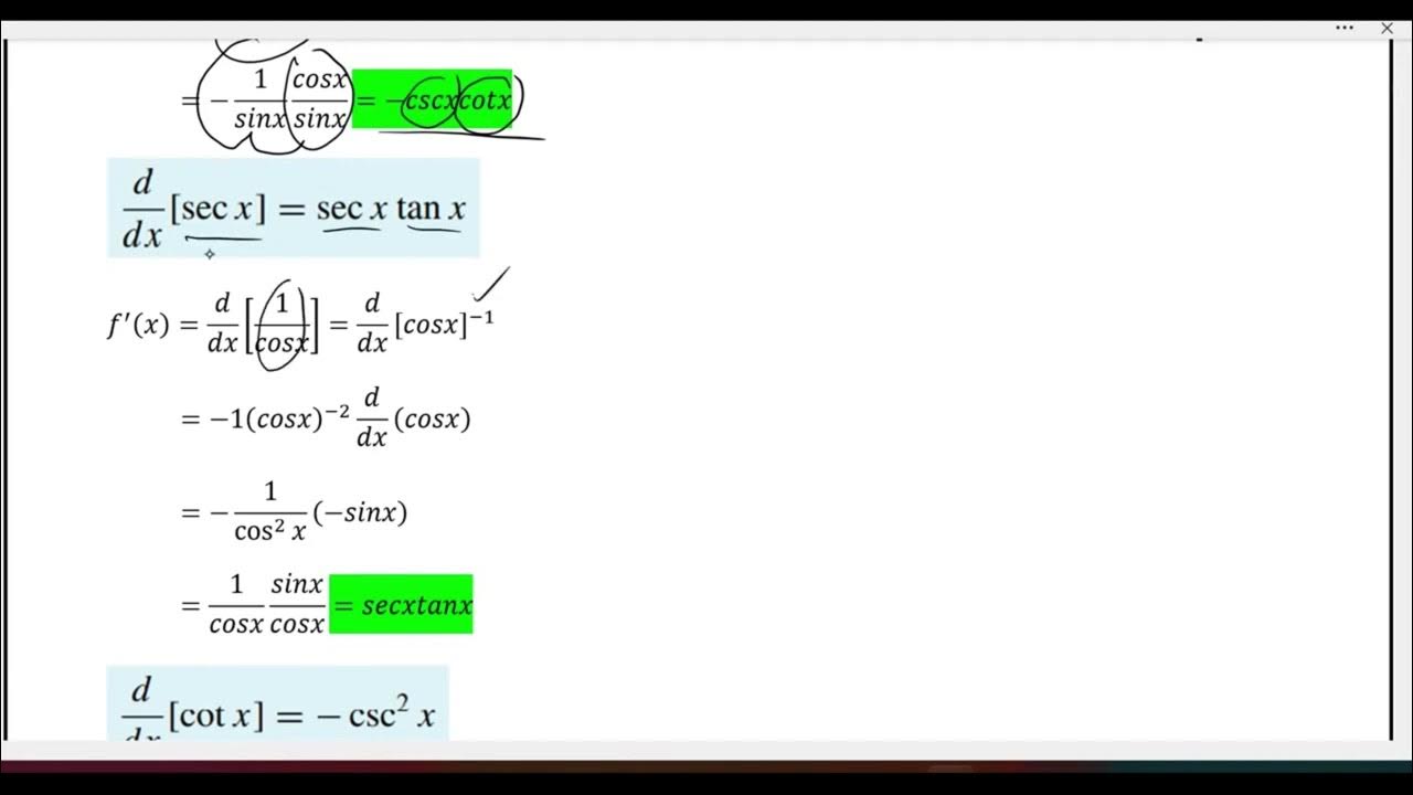 Calculus 1 Ex 2.5 Derivative of Trigonometric Functions Derivative