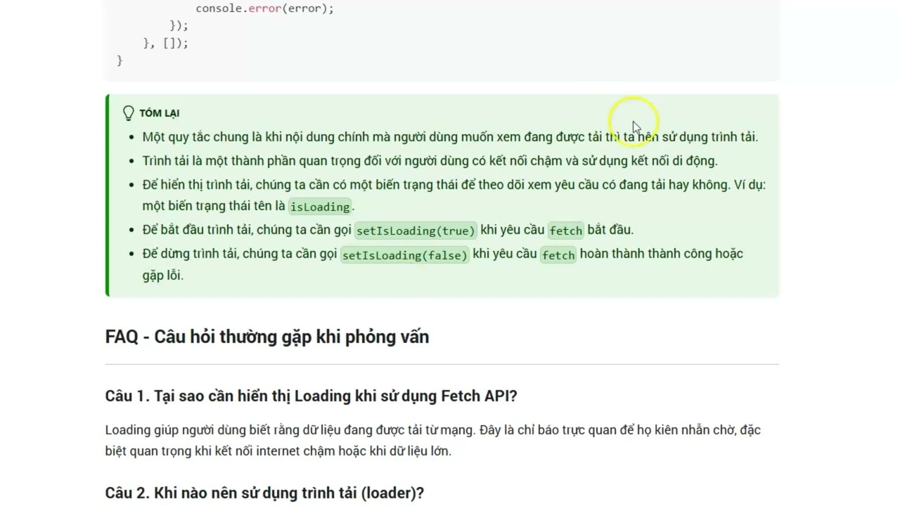 Xử lý Loading khi Fetch API Trong React