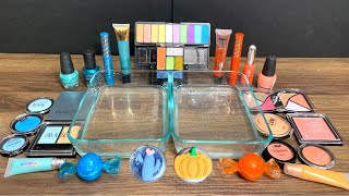 Orange vs Blue - Mixing Eyeshadow Makeup into Slime | Satisfying Slime Videos | ASMR 100