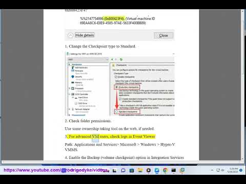 Fix Virtual machine could not initiate a checkpoint, Error 0x800423F4