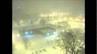 Snow Storm In Springfield, Illinois Late At Night