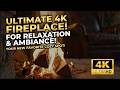 Cozy Fireplace 4K (9 HOURS). Relaxing Fireplace with Crackling Fire Sounds. Fireplace Burning 4K