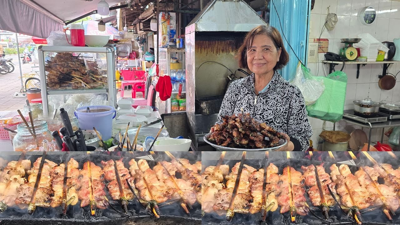 Tiệm bánh hỏi thịt nướng tớp mỡ giòn rụm danh tiếng ở CHỢ GÀ SÀI GÒN