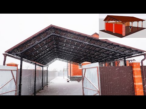 Manufacturing of a gable canopy 11*7 Part 4. Installation.