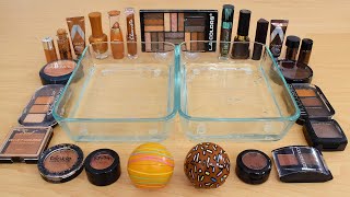 Caramel vs Chocolate - Mixing Makeup Eyeshadow Into Slime ASMR 261 Satisfying Slime Video