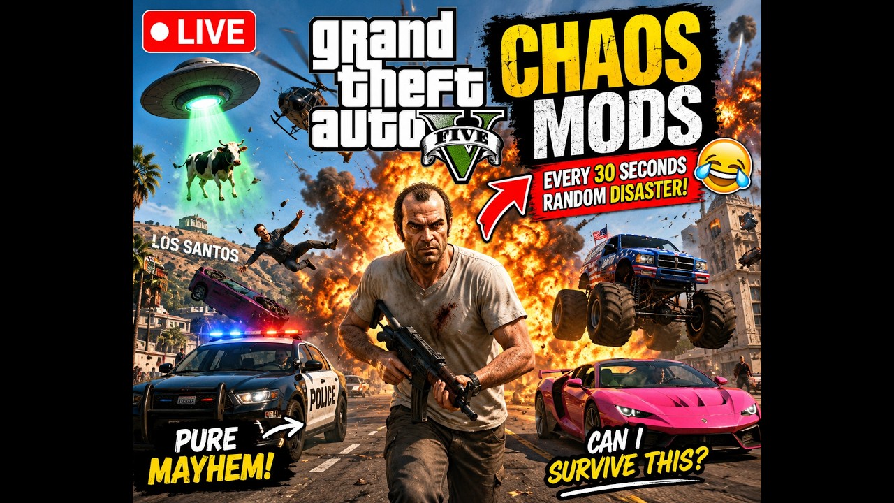 🔴 LIVE GTA 5 Chaos Mods | Every 30 Seconds Random Disaster 💥😂 #gta5live ...